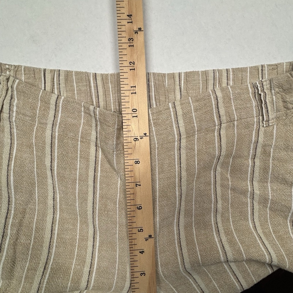 J. Jill Cropped Capri Linen Blend Pants Womens Petite M Pockets Elastic Slit Tan - Picture 5 of 11